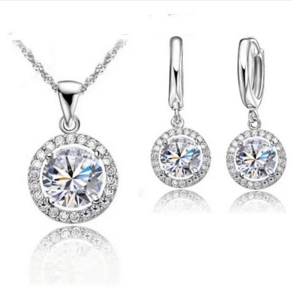 Swarovski Elements 925 Sterling Silver Halo Necklace NEW - Picture 6 of 8